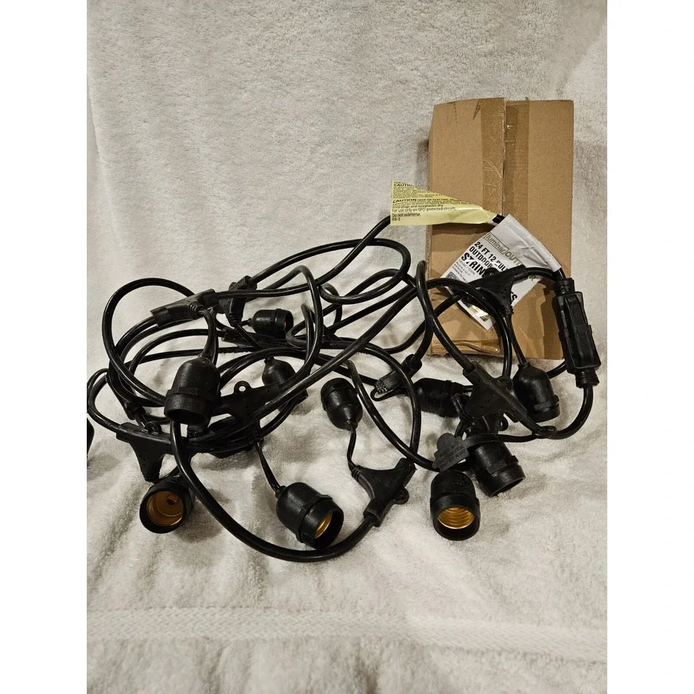 24FT 12 Bulb Outdoor Vtg‎ Look Commercial Grade Patio Party String Lights Bulbs